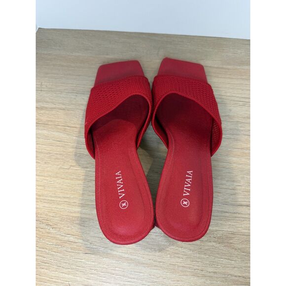 Vivaia Juliet Square Toe Block Heel Slide Sandals Women’s Size 8.5 Red - Picture 11 of 13